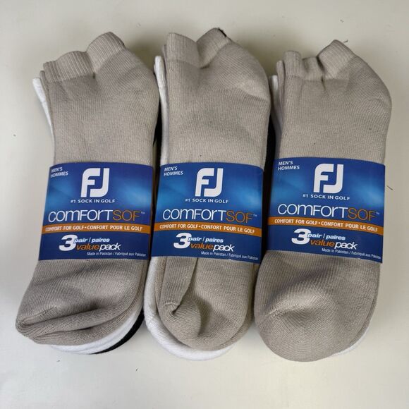 FootJoy Men's ComfortSof (3) 3 Pair Value Packs Mens Sport Socks 7-12 NWT - Picture 1 of 5